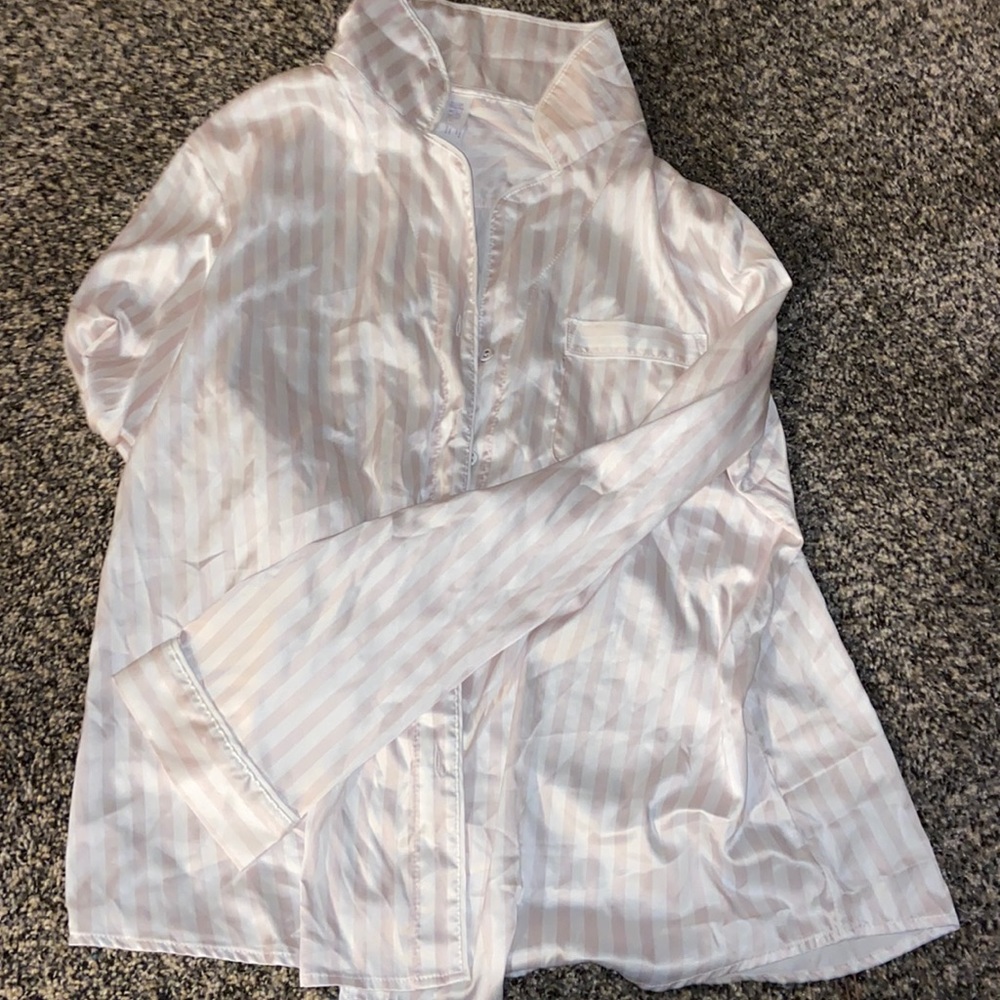 silk button down, pajama top